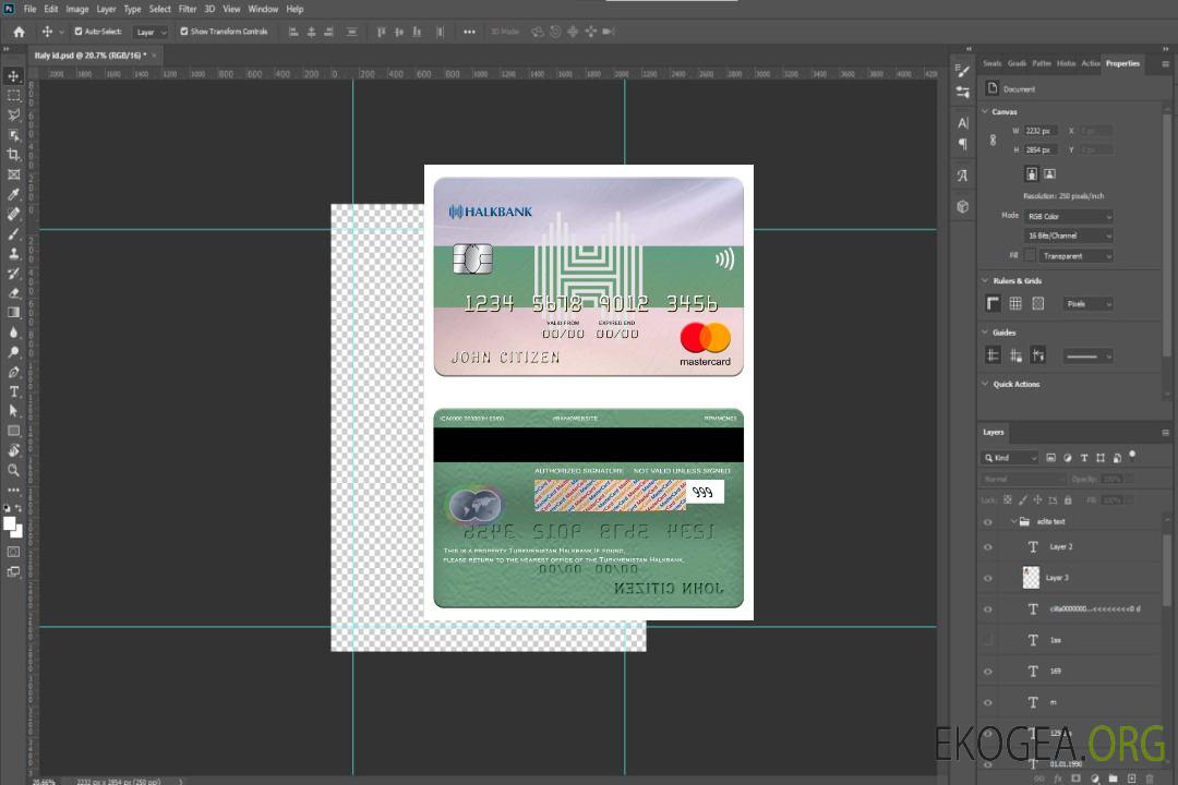 Turkménistan Halkbank mastercard template